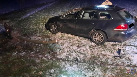 Lubelskie. Volkswagen wypadł z jezdni i uderzył w drzewo