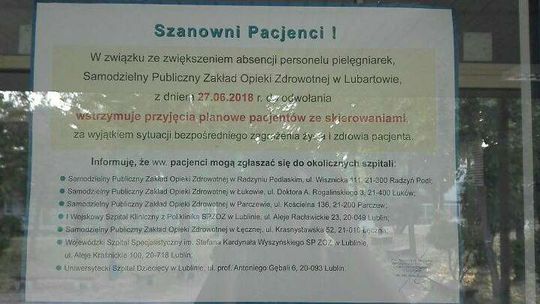 Lubelskie: W kolejnym szpitalu pielęgniarki poszły na zwolnienia. Odwołane zabiegi