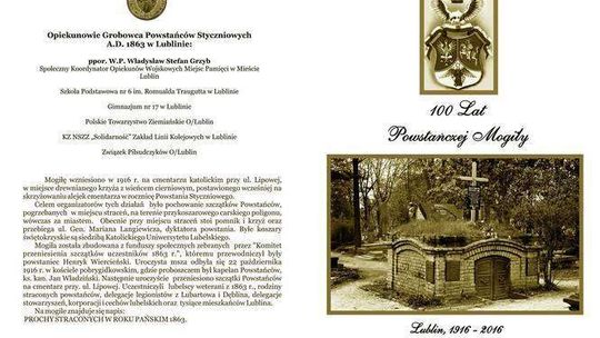 Lublin: 100-lecie Powstańczej Mogiły na cmentarzu przy ul. Lipowej