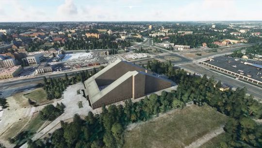 Lublin w Microsoft Flight Simulator 2020. Nigdy nie zgadniecie, co to za budynek