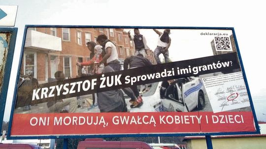 Lublin: Wyborczy billboard o imigrantach mordercach, jak gorący kartofel