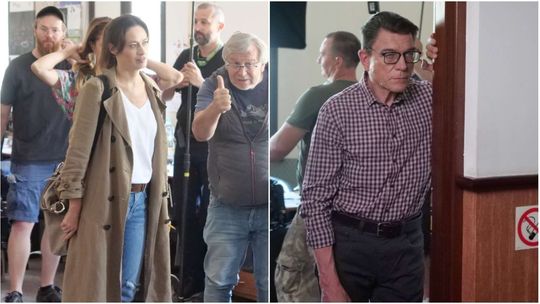 Magdalena Różczka i Mirosław Zbrojewicz w naszej redakcji. Kręcili tu nowy serial [zdjęcia]