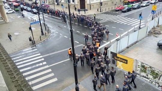 Marsz pracowników Budimexu przez centrum Lublina