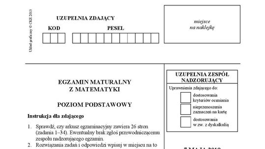 Matura 2019 z matematyki. Trudne tylko jedno zadanie. Są już arkusze CKE