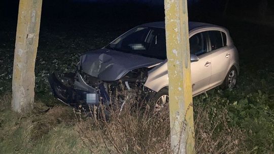 Młoda kierująca zakończyła jazdę na słupie