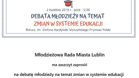 Młodzieżowa Rada Miasta zaprasza na debatę w sprawie zmian w systemie edukacji