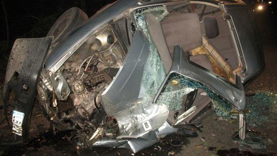Młyniec: Audi uderzyło w drzewo. Zginął pasażer (zdjęcia)