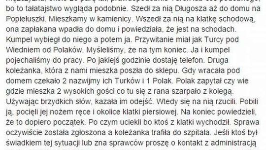 „Może pani dodać o ich kolorze skóry, niech ludzie wiedzą na kogo mają uważać”