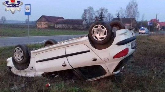 Najechał na sarnę i dachował (zdjęcia) 