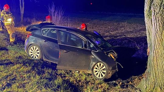 Najpierw poślizg, potem drzewo. Pasażerki Opla trafiły do szpitala