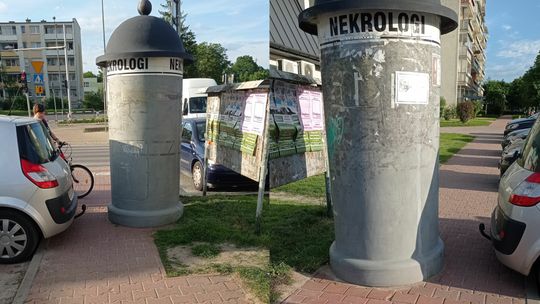 Nekrologi na środku chodnika. I jak tu przejść?