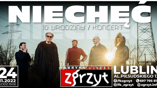 Niechęć zagra w Lublinie. Jubileusz zespołu w Fabryce Kultury Zgrzyt