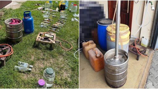 Nielegalna bimbrownia zlikwidowana. Policja zabezpieczyła ponad 300 litrów alkoholu i zacieru