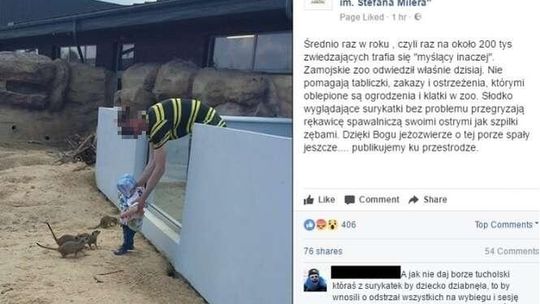 Nieodpowiedzialny ojciec w ZOO. Włożył dziecko za ogrodzenie z drapieżnymi ssakami