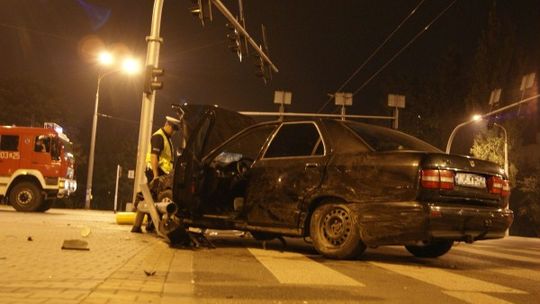 Nocny wypadek na Drodze Męczenników Majdanka w Lublinie