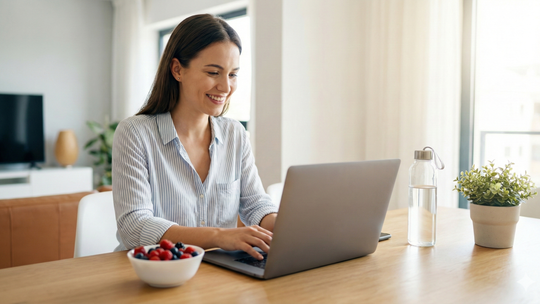 Kobieta dbająca o zdrowie korzystająca z platformy online