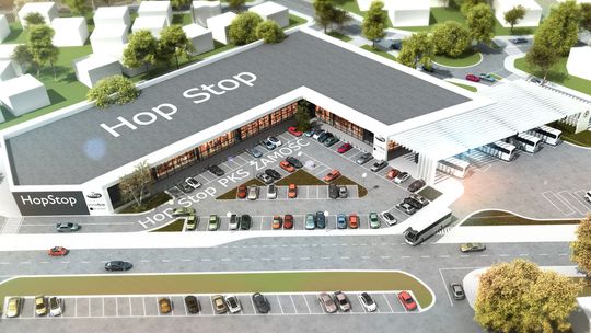 Nowy dworzec i sklepy w Zamościu