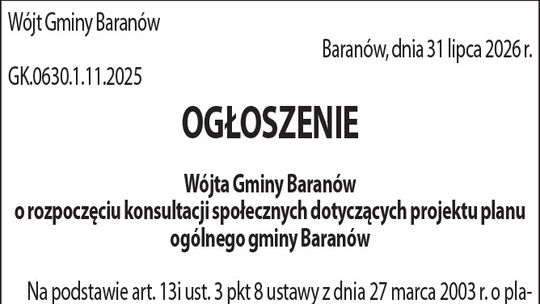 ogłoszenie Gminy Baranów