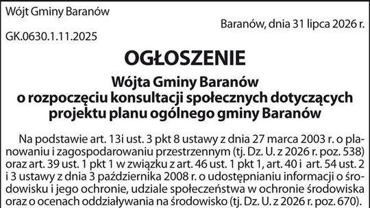 ogłoszenie Gminy Baranów