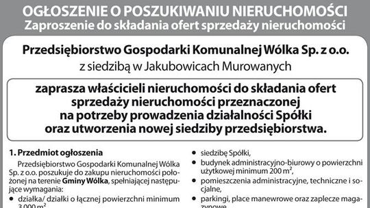 Ogłoszenie o poszukiwaniu nieruchomości