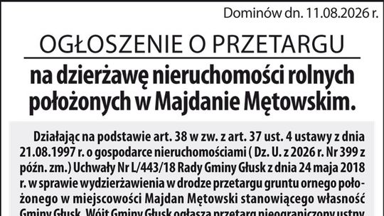 ogłoszenie o przetargu Gmina Głusk