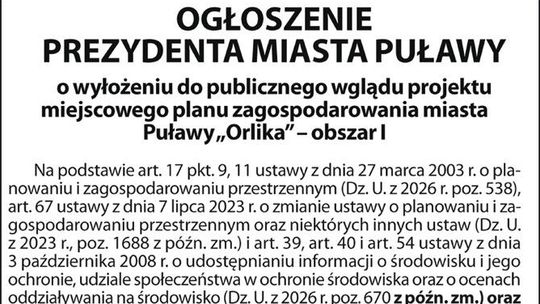 ogłoszenie Prezydenta Miasta Puławy