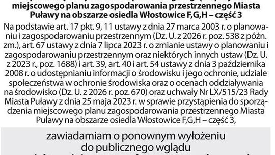 Ogłoszenie Prezydenta Miasta Puławy