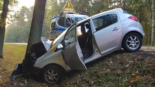 Opel wypadł z jedni. Kierowca zmuszony do nagłego hamowania