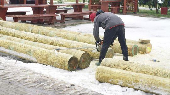 Park linowy w Zoo na wiosnę