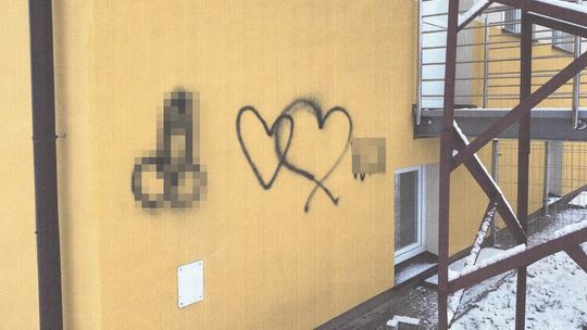 Penis i serca na elewacji świetlicy. Dotarli do nastolatki