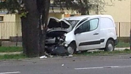 Peugeot rozbił się na drzewie w centrum Zamościa