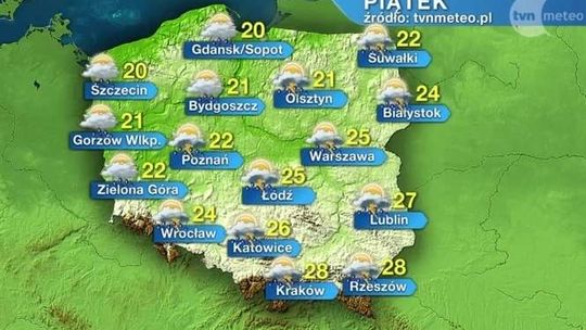 Piątek będzie gorący w całym kraju. Możliwe burze
