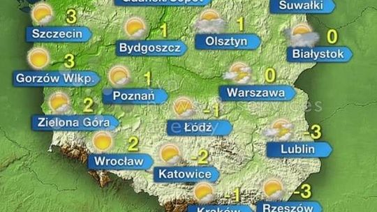 Piątek pogodny. -3 stopnie w Lubelskiem