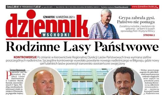 Pierwsza strona Dziennika w czwartek 16 września