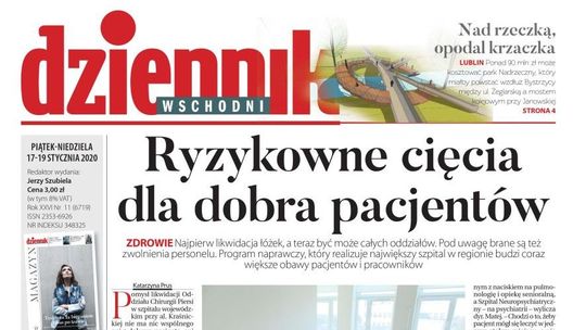 Pierwsza strona Dziennika Wschodniego 17.01.2020
