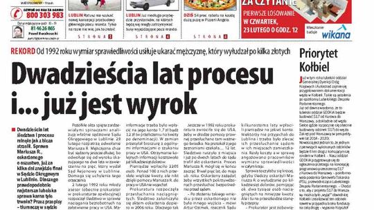 Pierwsza strona Dziennika Wschodniego