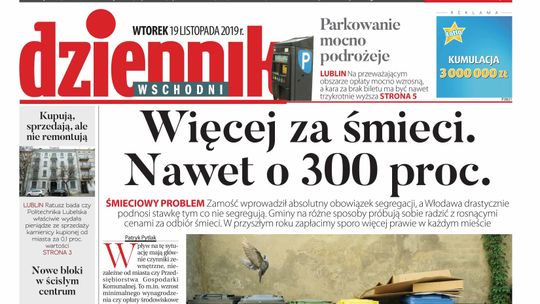 Pierwsza strona Dziennika Wschodniego 19.11.2019