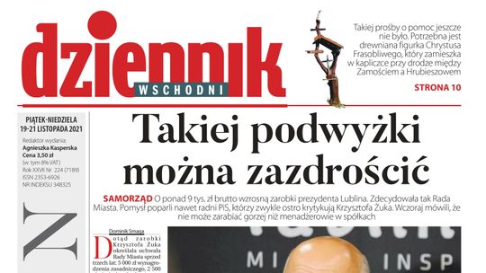 Pierwsza strona Dziennika Wschodniego 19 listopada 2021 r. 