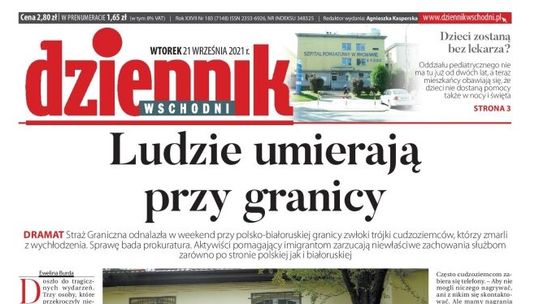 Pierwsza strona Dziennika Wschodniego 21 września 2021 r.