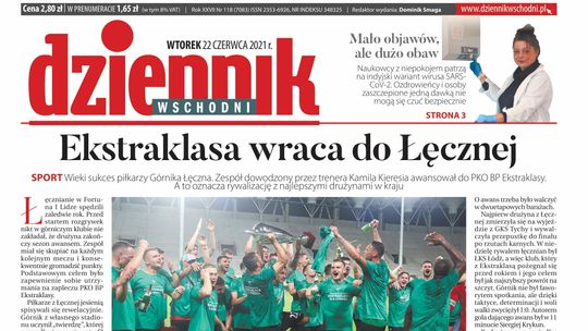 Pierwsza strona Dziennika Wschodniego 22 czerwca 2021 r.