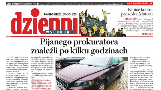  Pierwsza strona Dziennika Wschodniego 22 listopada 2021 r. 