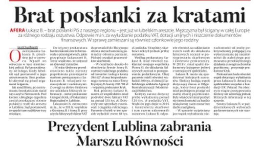 Pierwsza strona Dziennika Wschodniego 25.09.2019