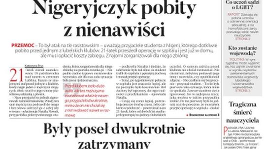 Pierwsza strona Dziennika Wschodniego 28.10.2019