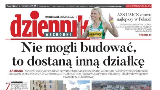 Pierwsza strona Dziennika Wschodniego 6 września 2021 r.