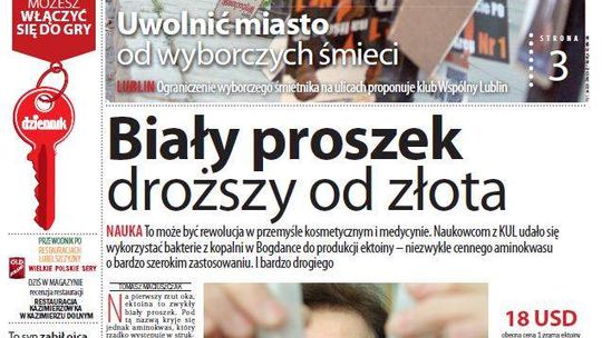 Pierwsza strona Dziennika Wschodniego, wydanie z 10 stycznia 2014 roku