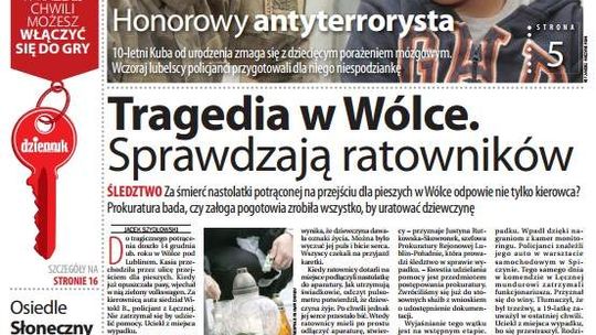 Pierwsza strona Dziennika Wschodniego, wydanie z 13 lutego 2014 roku