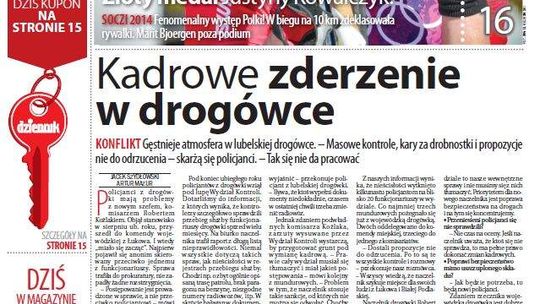 Pierwsza strona Dziennika Wschodniego, wydanie z 14 lutego 2014 roku