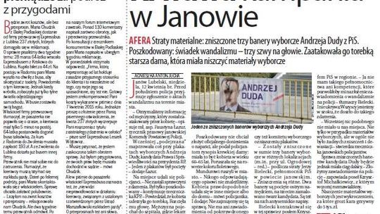 Pierwsza strona Dziennika Wschodniego, wydanie z 15 kwietnia 2015 roku