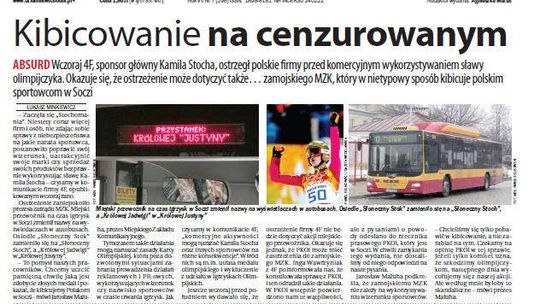 Pierwsza strona Dziennika Wschodniego, wydanie z 15 lutego 2014 roku