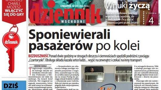 Pierwsza strona Dziennika Wschodniego, wydanie z 16 stycznia 2014 roku